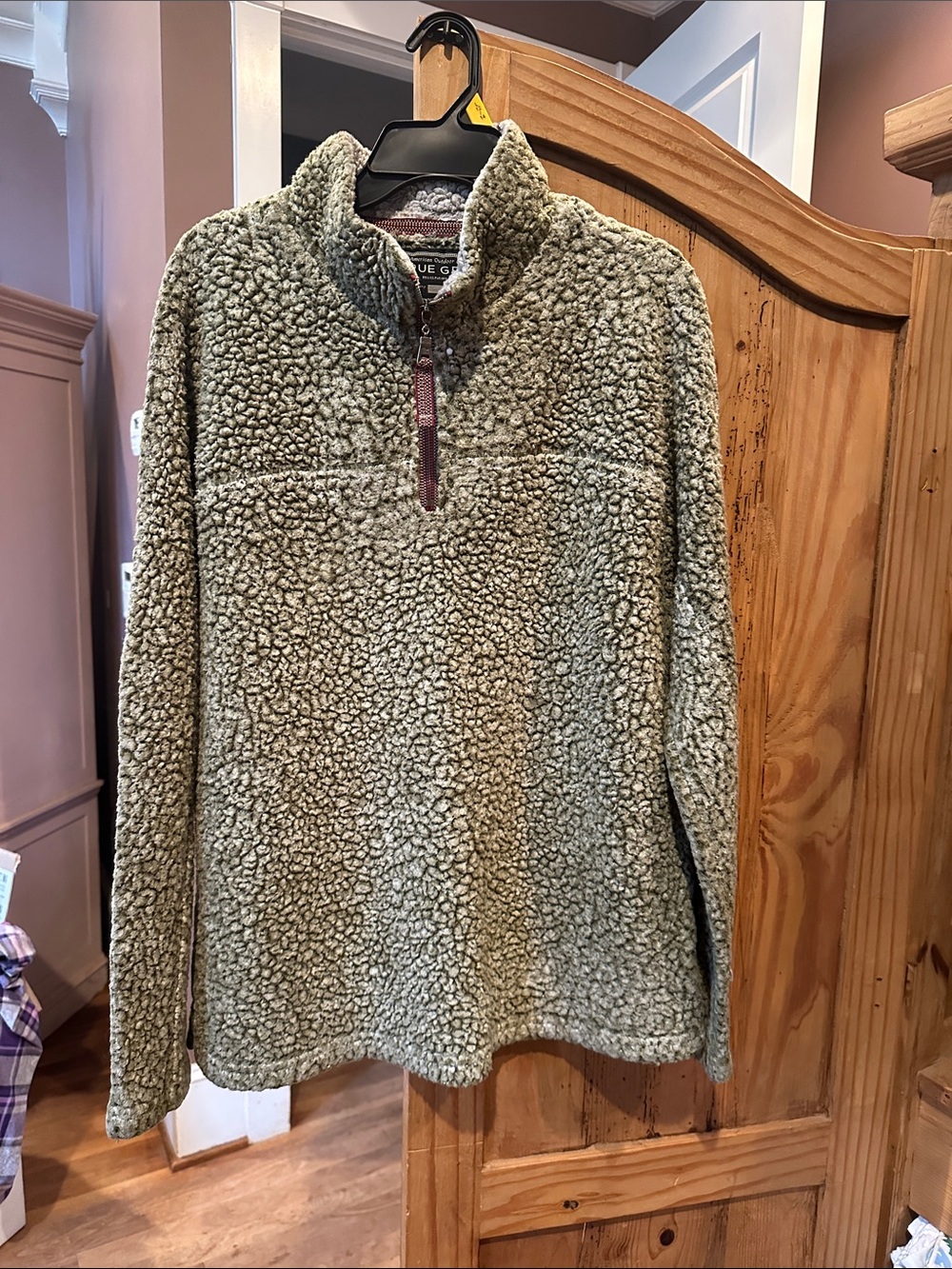 True Grit Olive Green Sherpa Quarter-Zip Pullover